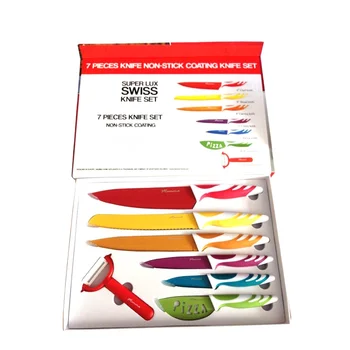 Popular 7pcs colored knife set with ceramic peeler