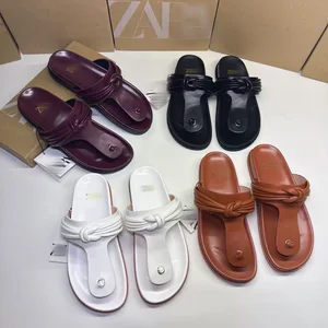 French Fashion Casual Flat Flip-flops Women Summer Beach Pinched Toe Large Size Sandals