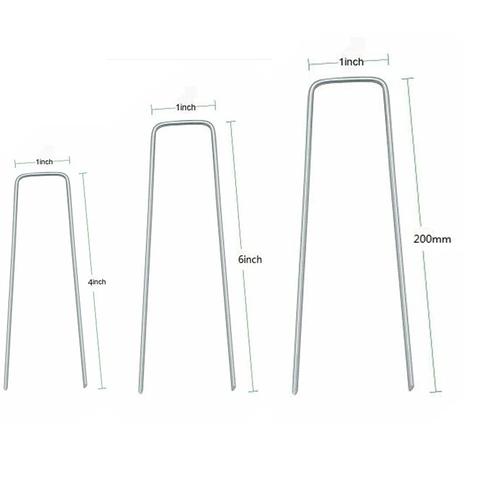 6 дюймов садовые столбы оцинкованная пейзаж скобы, U-тип скобы для травы для искусственную траву, штифты ставки
