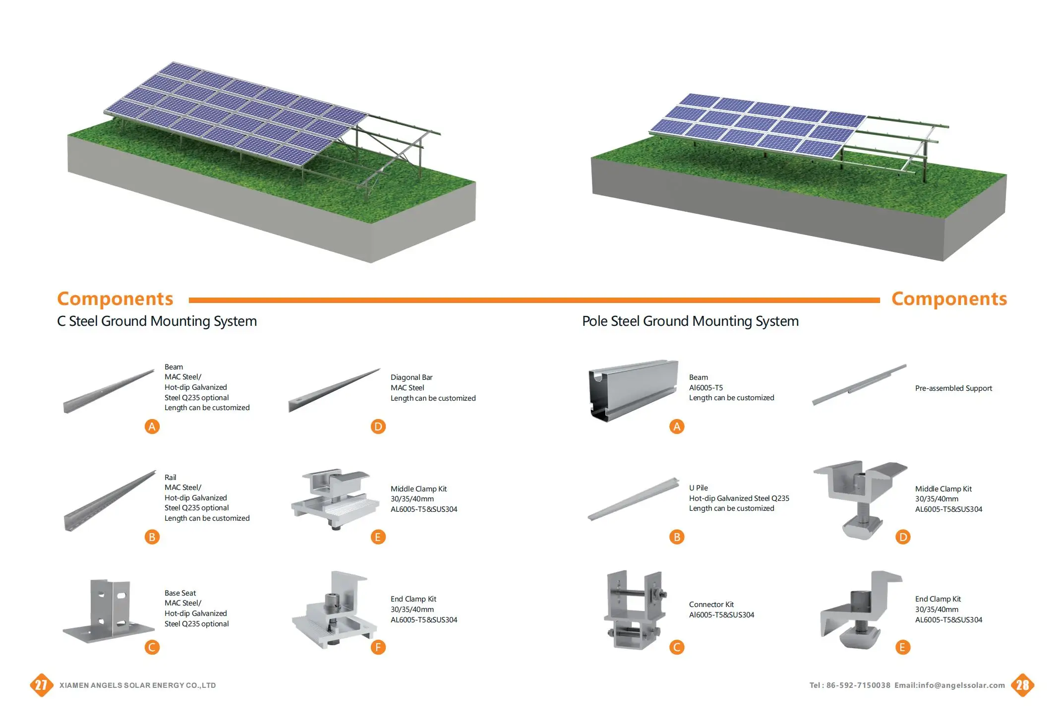 Steel Solar Panel Ground Mounting Structure System for 30 Panels ...