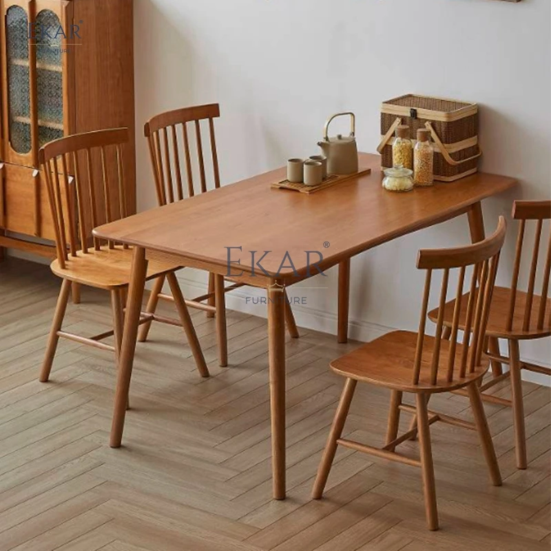 product new design ekar solid wood dining table and chairs set kitchen table set 4 chairs-62