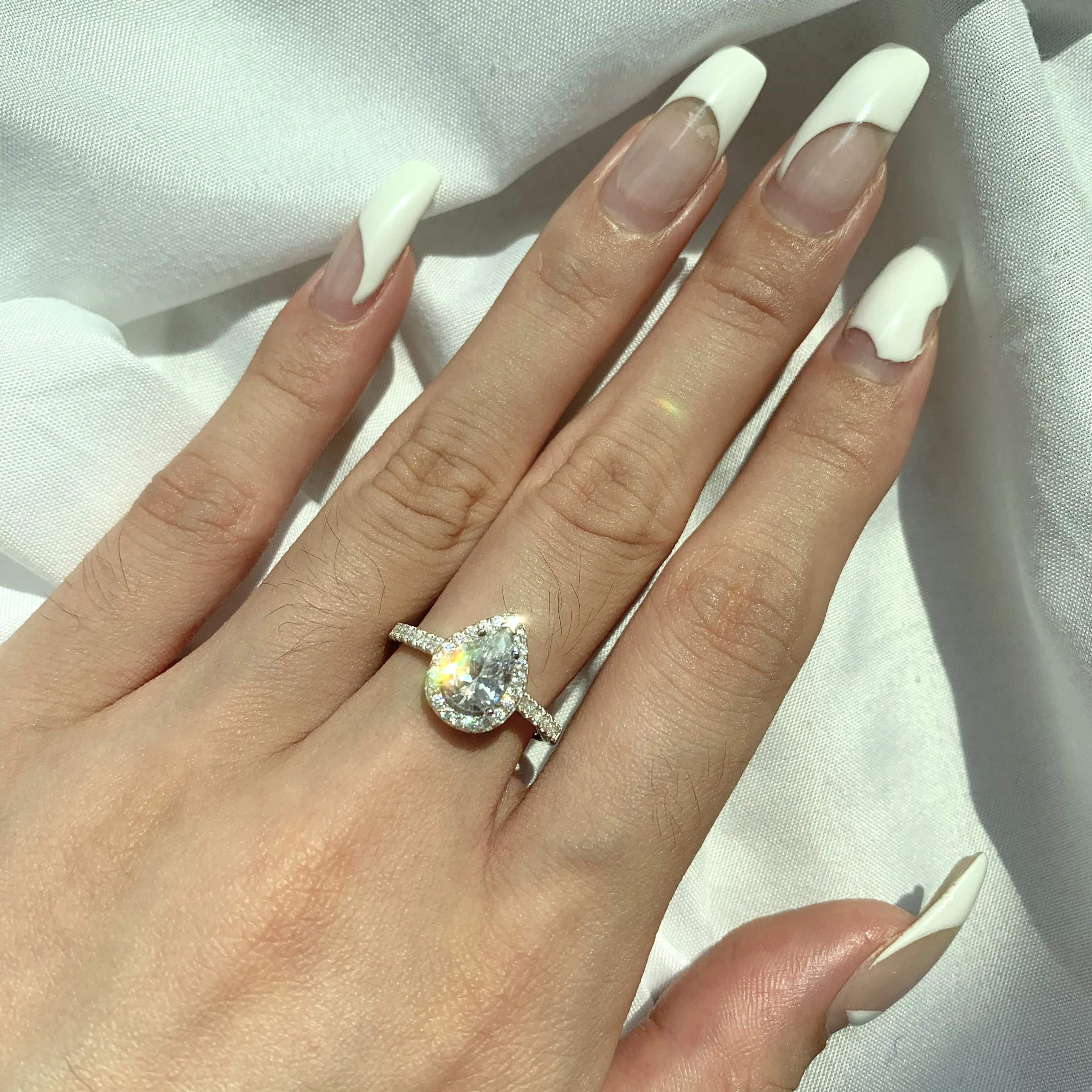 KAKODIY High Quality Ring Fashion Luxury Ring Engagement Women's Pear Shape Wedding Ring Silver Zircon detail 5