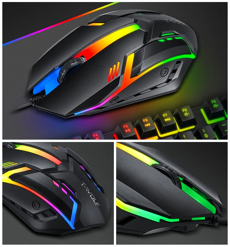 Excellent Wired 4 in 1 Gaming Keyboard Mouse Pad Set With Mechanical Feeling 3 Backlight for Computer Laptop