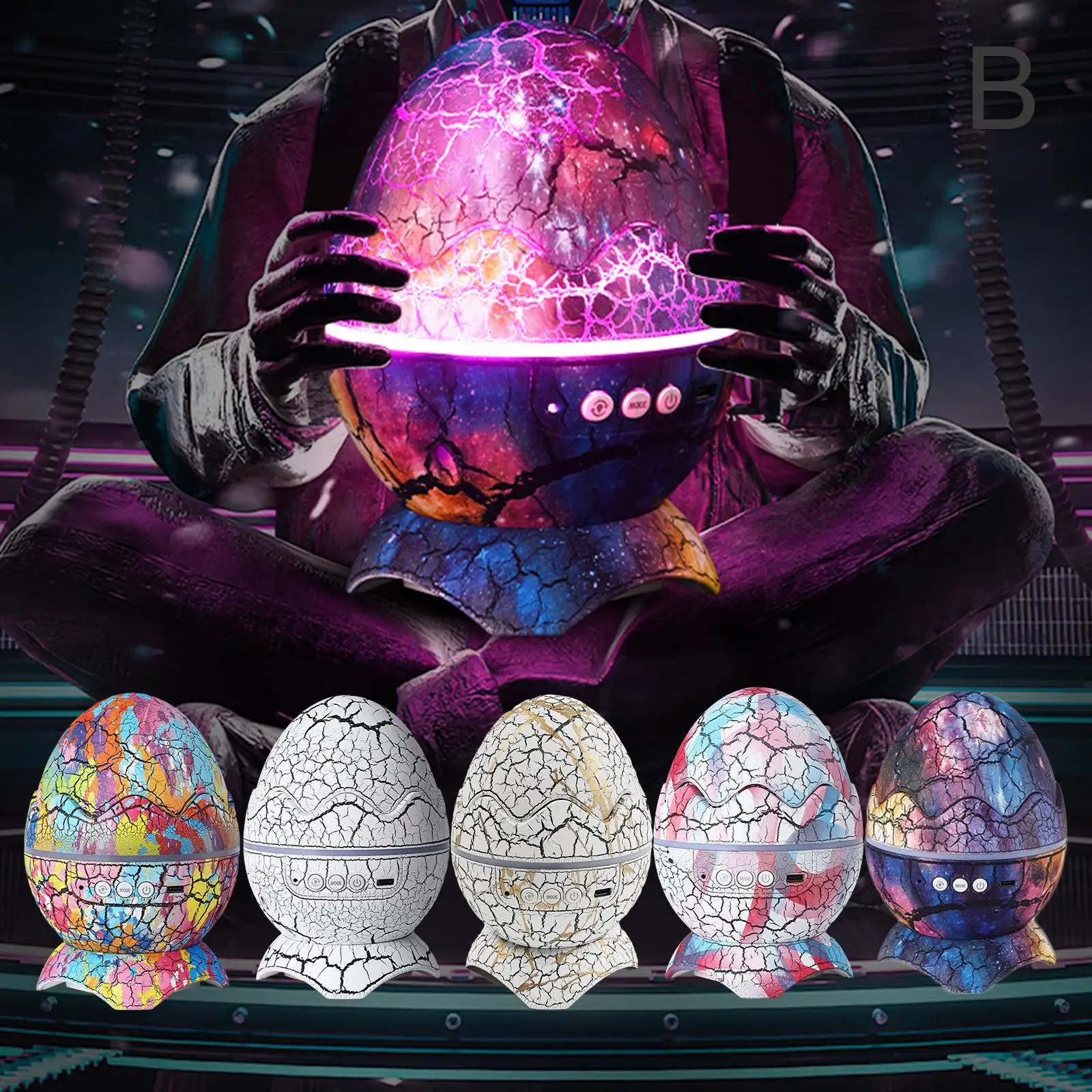Galaxy Star Projector with Ocean Wave & White Noise Dinosaur Egg Design Music Speaker & Remote Cool Gift for Kids Bedroom