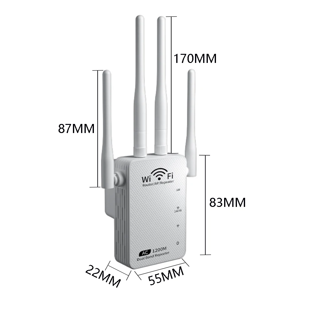 1200mbps Wifi Repeater Dual Band Wifi Signal Extender Booster 4 ...