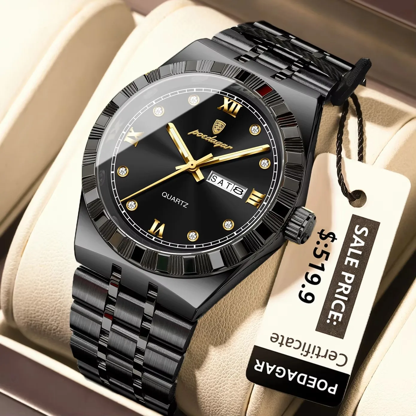 POEDAGAR 872 Week Date Watch Men Life Waterproof Original Diamond Wristwatch Quartz Relo aperçu 14