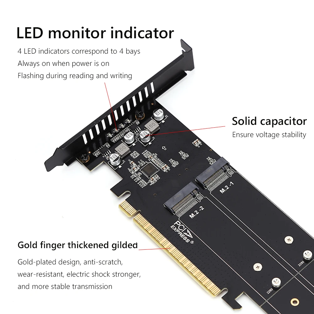 22110 Nvme M.2 Ngff Ssd To Pcie X4 Adapter Card Pcie X16 4-port M.2 Nvme  Ssd Adapter - Buy 4 Port Pcie 3.0 X16 Nvme Adapter,M.2 Pcie Gen 3.0 X4 Nvme  1.4