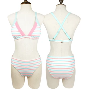 Colorful Beachwear Swimsuit for Ladies Breathable High Waist Swimming Bathing Suit Quick Dry Two Piece Women's Bikinis Set