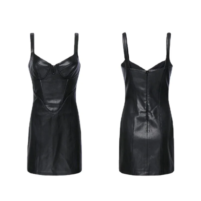 chinese dress ladies Rena Brown Faux Leather Dress | Women's Clothing main image 0