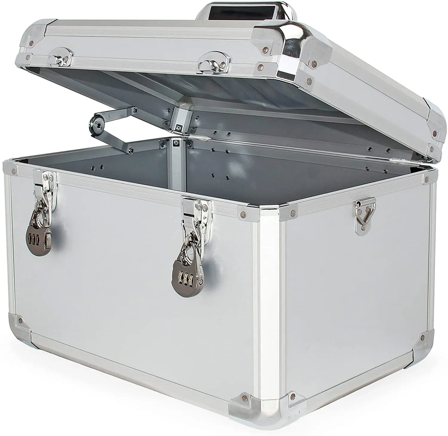 Coffre Métal Trucky 85L, Argenté, Verrouillable, Rangement Transport