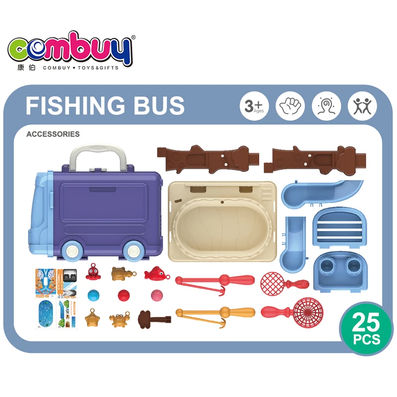 Suitcase Fishing Bus Game 3in1 Table Toys Kids Plastic Toy Fish