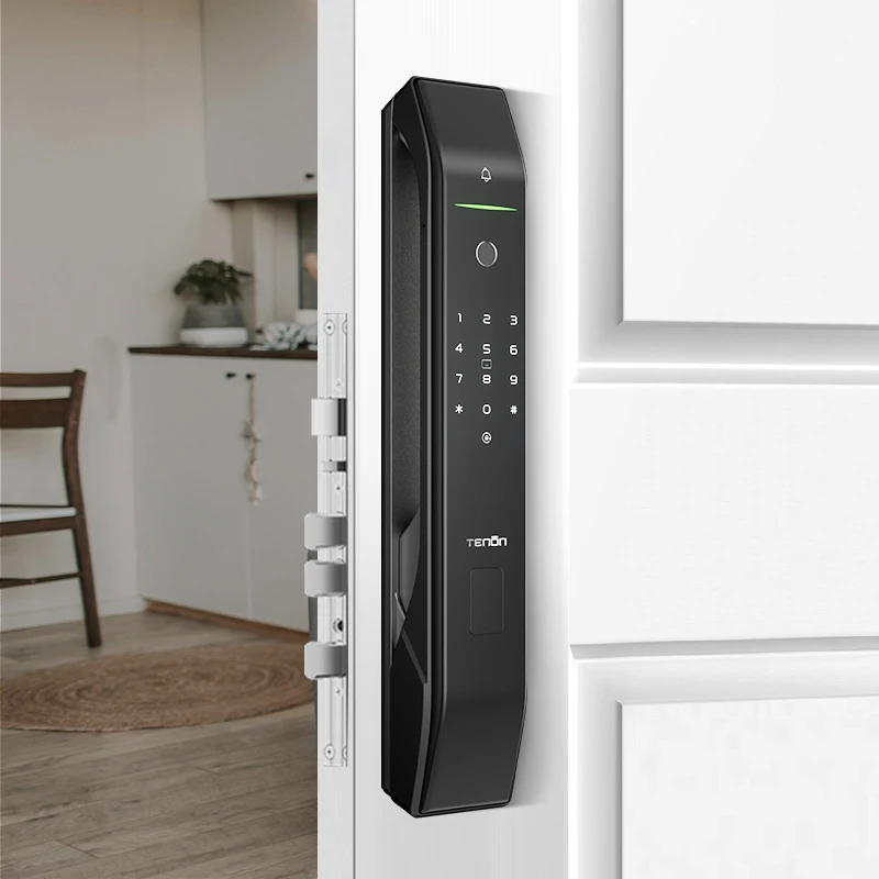 TENON D7 High Security Apartment Push-Pull Keyless Automatic Biometric Fingerprint Password Smart Lock with Tuya App