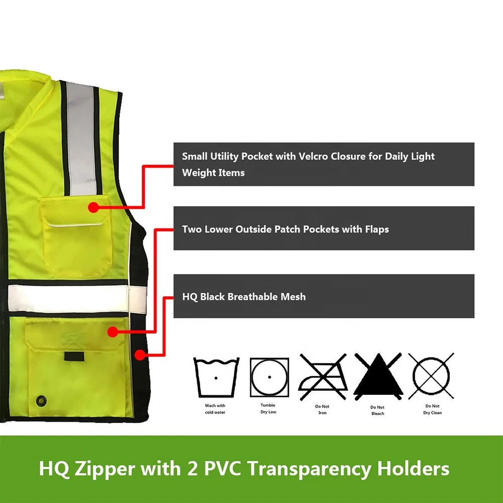 Custom Motorcycle Safety Reflective Vest Jackets Hi Vis Vest with Pockets for Men