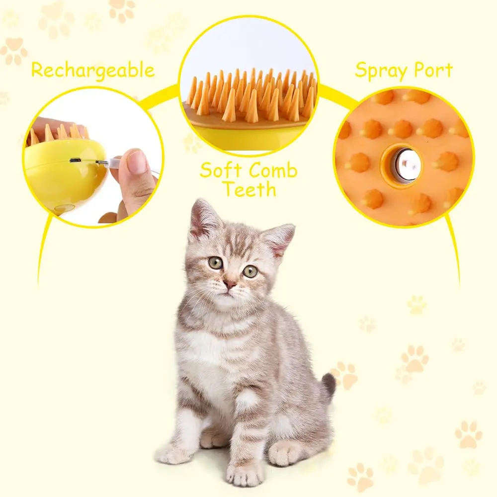Cat Steamy Brush 3 In 1 Pet Steamy Hair Removal Massage Selfcleaning
