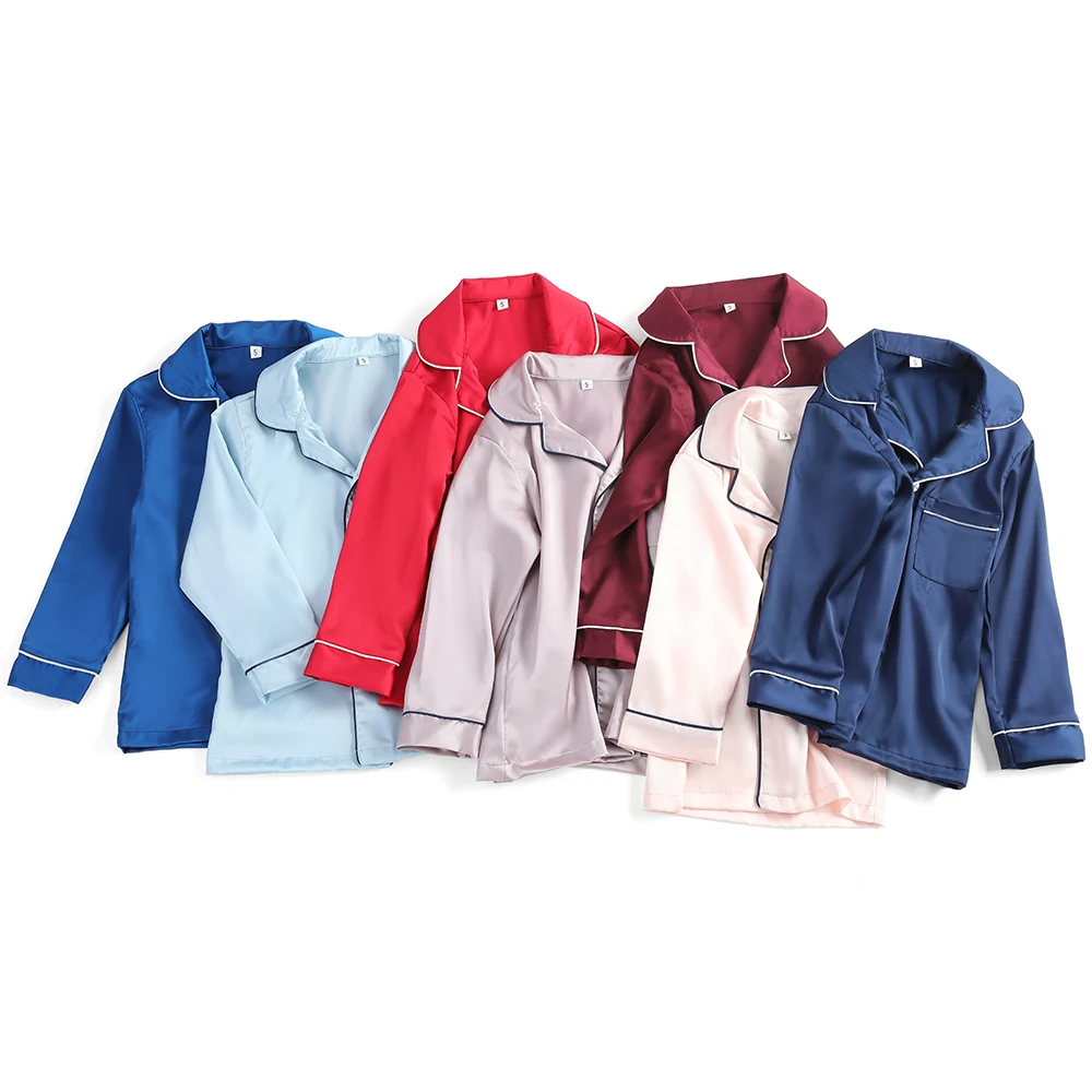 Новинка, Детская Пижама для детей, наборы молочного шелка с длинными рукавами, пижамы на пуговицах для мальчиков и девочек, детские пижамы без рисунка