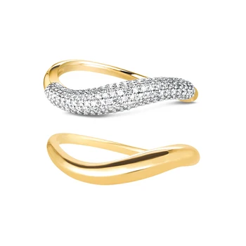 Wholesale 925 Sterling Silver Fine Jewelry Luxury Zircon Minimalist Ring Movement Cloud Stackable Duo Set Rings for Girls