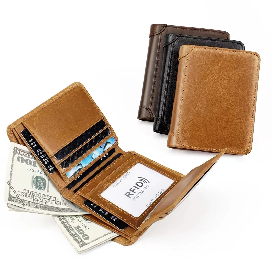 Marrant portafogli corti Bifold retrò per uomo portafoglio sottile