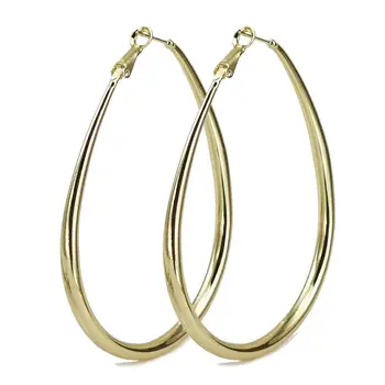 HANSIDON New Oval Large Hoop Earrings For Women Statement Indian Jewelry Big Earrings Bohemian Party Gift Accessories Jewelry