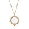 Water drops white zirconium round box necklace-empty box
