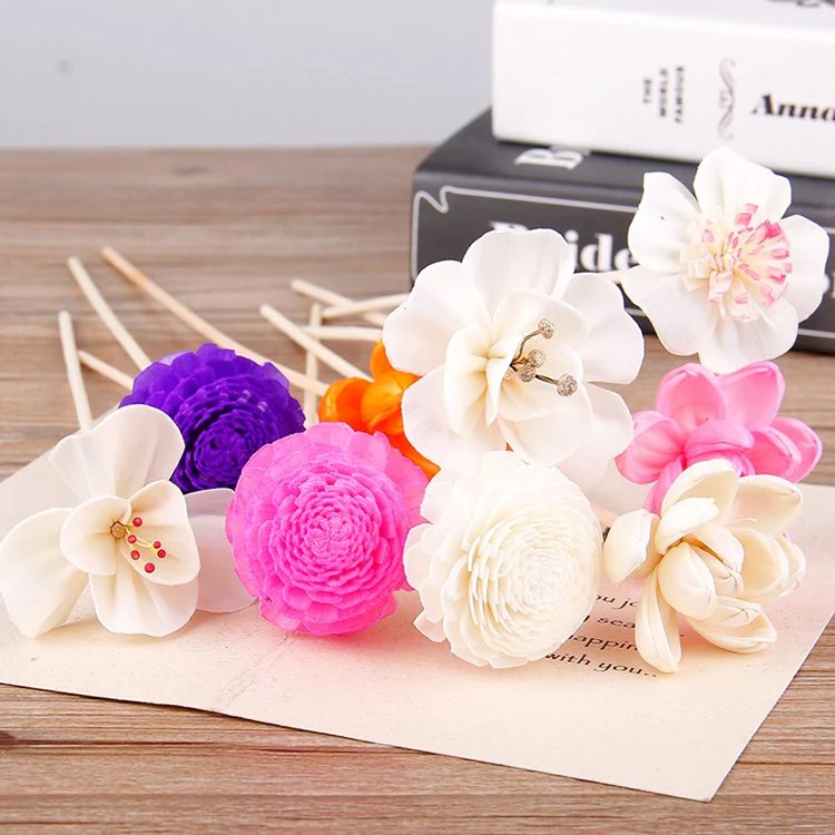 Разнообразные палочки-диффузоры Newell в ассортименте деревянные цветы белый цветочный диффузор цветок Солы с хлопковой веревкой