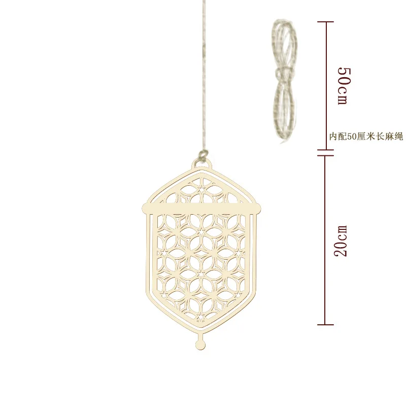 Оптовая продажа деревянная подвеска «сделай сам» в виде мусульманской Рамадана звезды Луны подвесное украшение креативное для