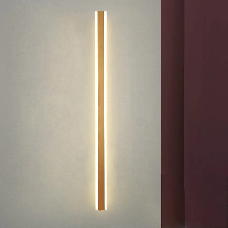 Luxury Modern Long Strip Linear Led Wall Light 800 1200 Brass Wall Lamps for Indoor Bedroom Living Room