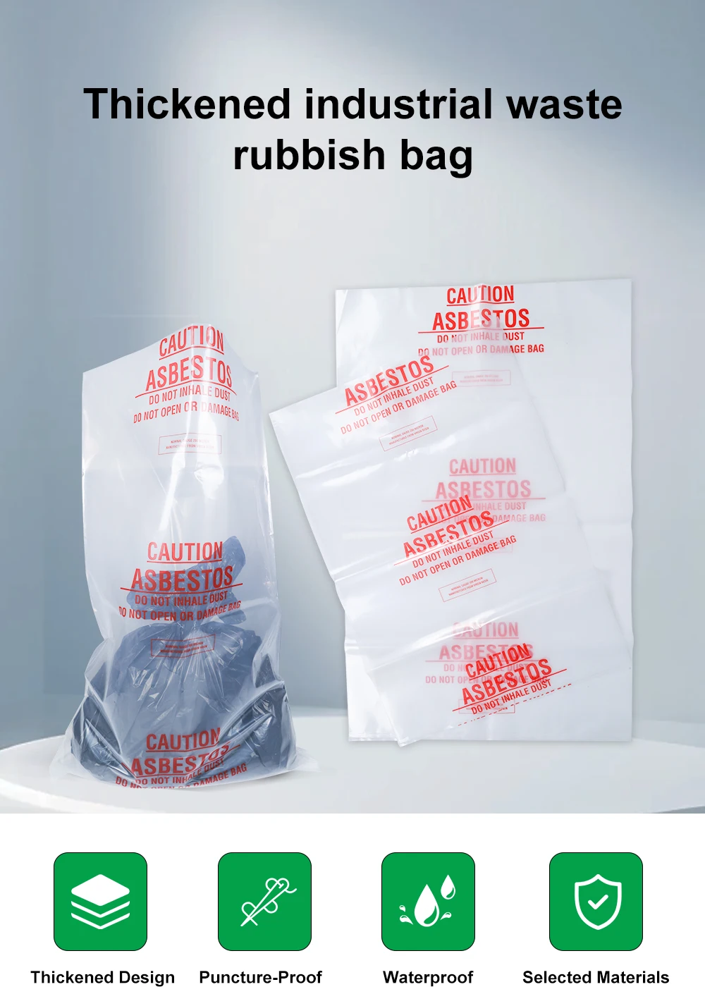 Industrial Hazardous Waste Bag Heavy Duty Construction Poly Bags ...