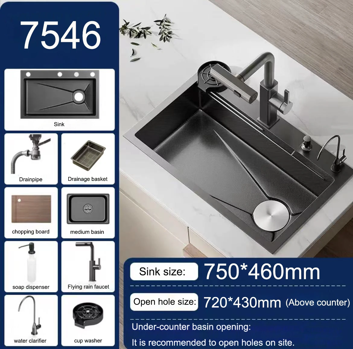 product olife banos 304 stainless steel  waterfall rainfall faucet  anti scratch dish washer kitchen sink fregadero de cocina741-29