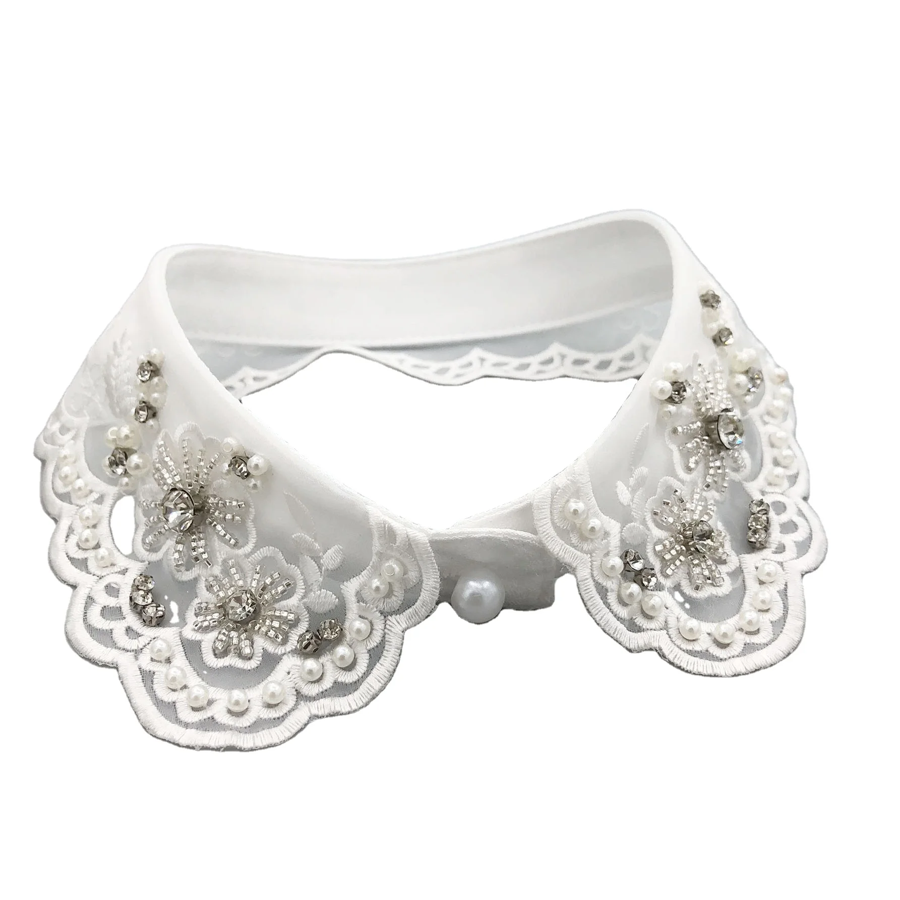 LHY Detachable Lace Pearl Beaded Fake Collar Necklace Fashion