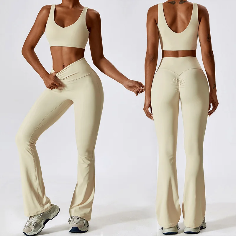 2023 New Wholesale 4pcs Custom Ribbed Yoga Set Gym Sportswear Workout ...