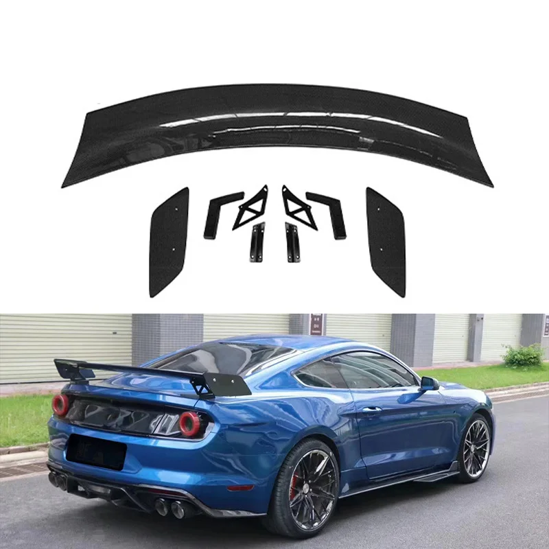 GT Style Real Carbon Fiber Fibre Rear Trunk Spoiler Big Wing For Ford Mustang GT500 GTR Performance