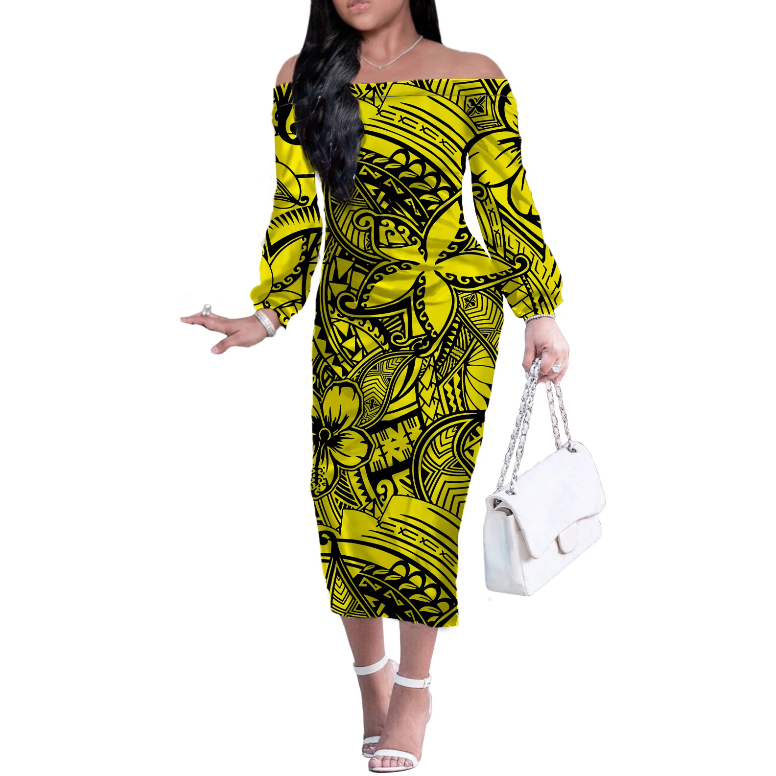 Polynesian Samoan Tribal Hibiscus Pattern Yellow Sexy One Shoulder Bodycon  Party Pencil Dress Ladies Dress Trendy Women Clothing - Buy New Polynesian  Tattoo Tribal Designs Ladies Dresses,Custom Sexy ...