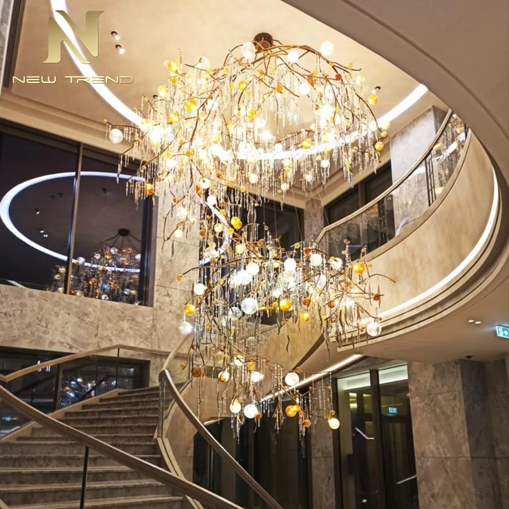 CPL-484 Bespoke K9 Crystal Branch Chandelier – Modern LED Project Lighting for Commercial Hotel & Club