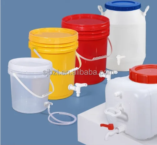 20L 120L 200L HDPE Plastic Bucket Square/Cylinder Shape with Faucet Control Switch Food Grade Recyclable Tap Barrel for Water