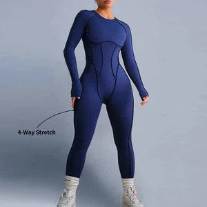 Custom Nylon Gym Fitness Set One Piece Yoga Wear Sportswear One Piece Bodysuits Women Backless Rompers Jumpsuits with Yoga Sets