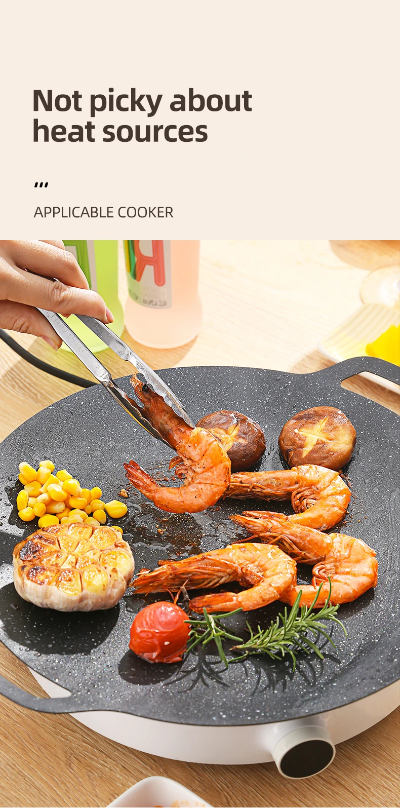 Thickened Maifan Stone BBQ Grill Pan, Non-Stick Steak & Korean BBQ, Works on Induction/Gas Stoves, Indoor/Outdoor