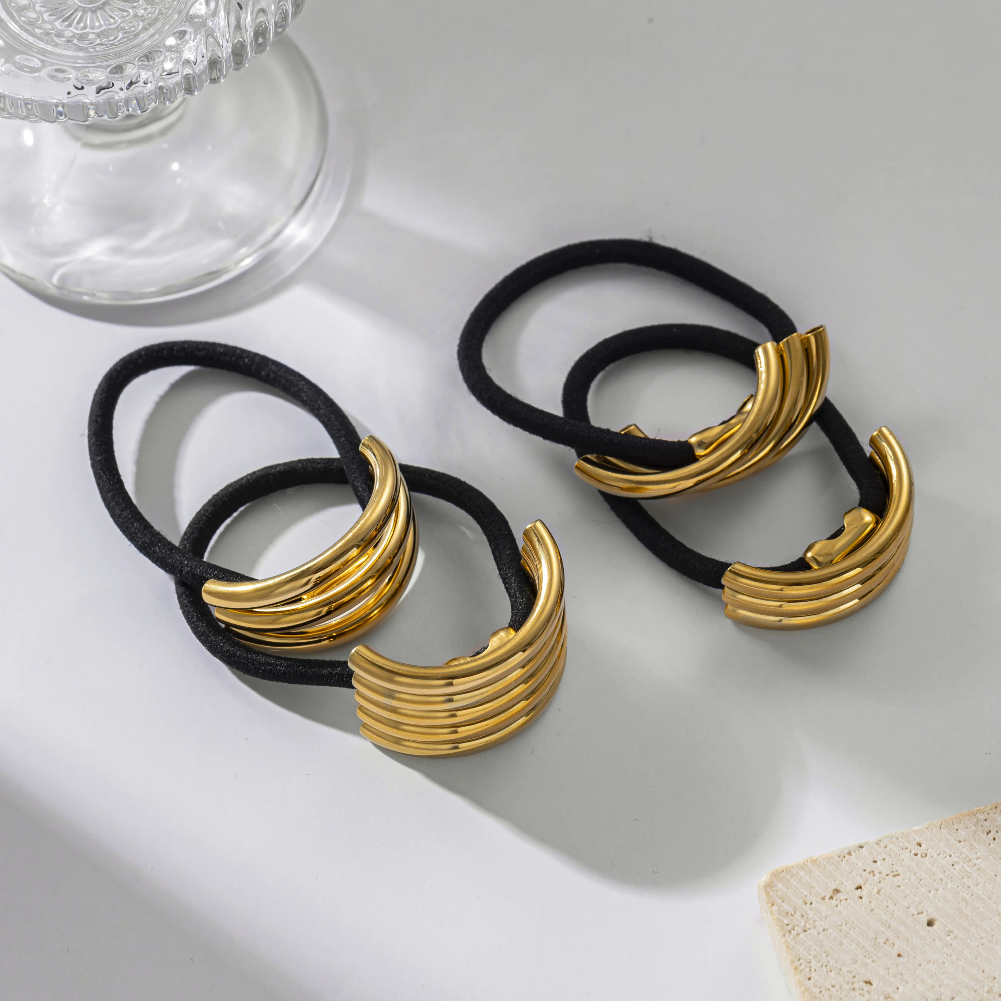 QT Hair Ties - Elegant, Waterproof 18K Gold Plated Accessories