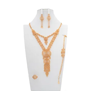 Women's Bridal Jewelry Sets with Cuff Bracelets Gold Plated High Quality for Wedding Engagement & Party