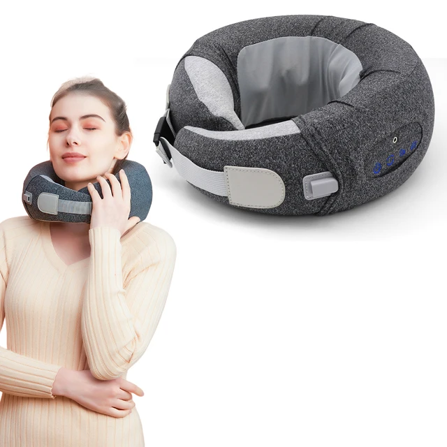 Best Selling Mini Portable Shiatsu Inflatable Neck Massager Pillow with Heating Function for Travel and Office Use