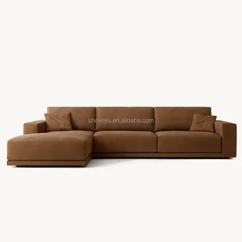 Modular Sectional Sofas Two Piece Daybed Sectional L Shape Sofa Living Room Furniture  Leather Right-Arm Sofa-Chaise Sectional