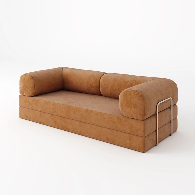 Modular Small Volume Fabric Sofa Set for Living in Small Apartment Loft Duplex Full Sponge Vacuum Roll Compression Puff Style