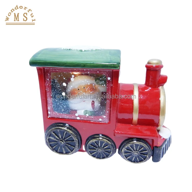 Manufacturer Terracotta Christmas Home Decorations LED Lights Color Painting/Glazing Car/truck/train Handmade Customized Craft
