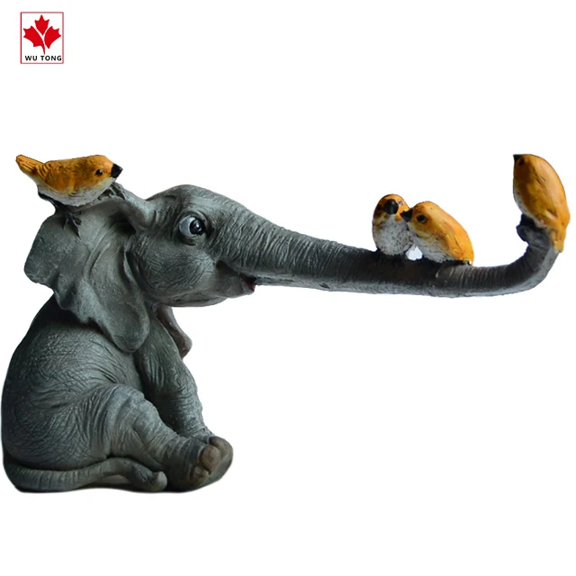 Résine Ornement éléphant famille sur base Figurine 