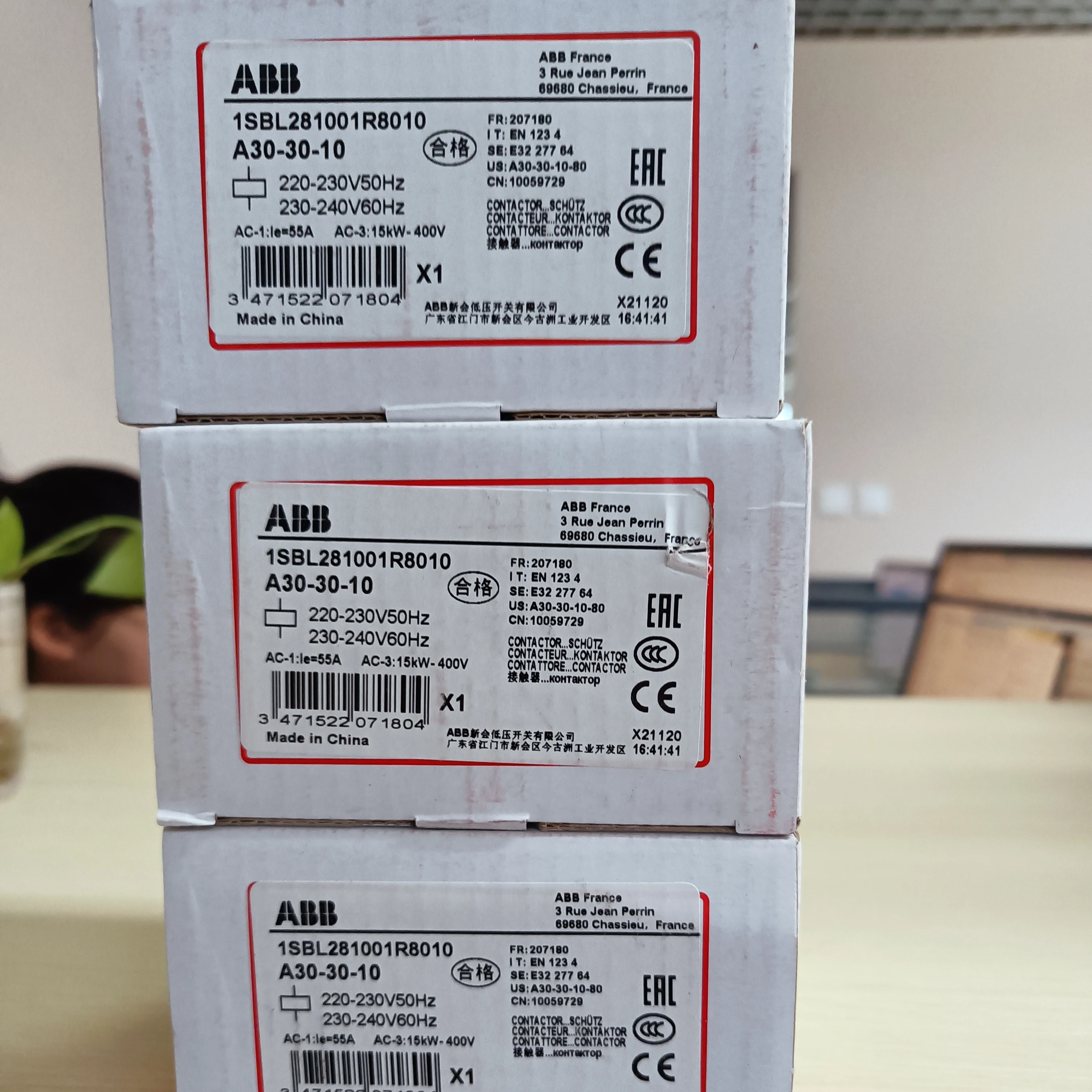 Factory Cheap Price ABB Low Voltage Contactor A30-30-10*48-130V 50/60Hz DC Contactor AC Contactor 220V