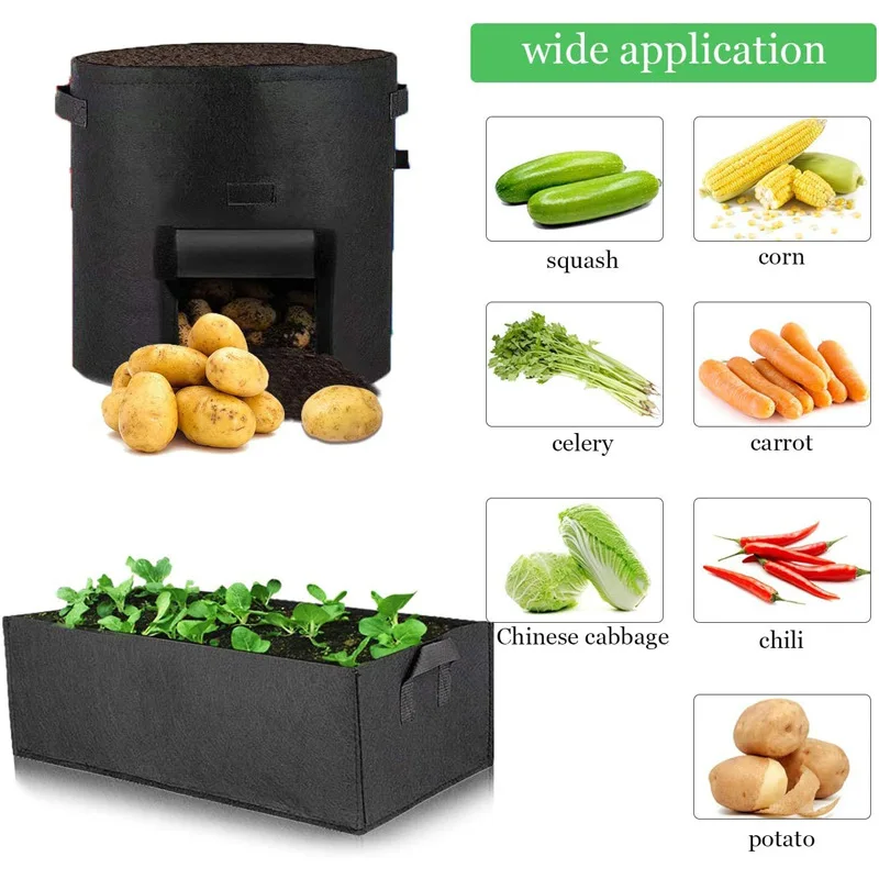 Custom Your Logo 20 Gallon Thicked Felt Fabric Vegetables Fruits Plant Grow Bags with Handles