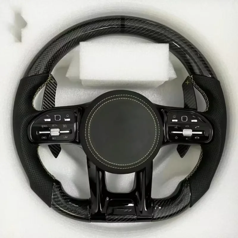 Modified LED Carbon Fiber Steering Wheel for Mercedes Benz AMG GT With Perforated Leather Steering Wheel