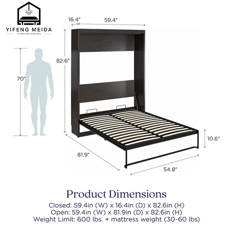 Invisible Forward and Side Slipping Bookcase Cabinet Folding Wall Bed Integrated Wardrobe Solid Wood Particle Board