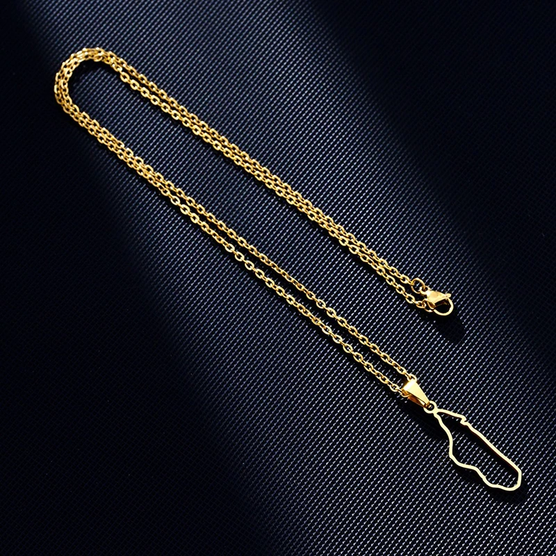 Stainless Steel Geometric Titanium Steel Necklace Men Women's Trendy Gold Plated Blank Madagascar Map Necklace