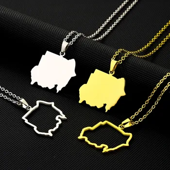 Manufacturer Stainless Steel Enameled Republic of the Sudan Map Chain Necklace 18K Gold Plated Enamel Flag Pendant Necklace