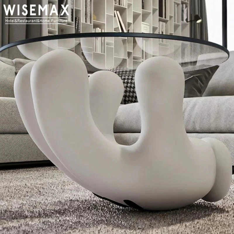 WISEMAX FURNITURE Nordic Home Furniture Sofas Center Table Round clear Glass Top Fiberglass Sofas End Table Coffee Tables